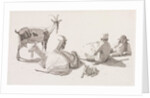 Goat herd and two men by Johan Jakob Biedermann