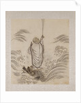 Lohan on the back of a dragon holding a pair of gourd vases by Unknown