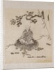 Lohan seated on a rock with a monkey running in front of him by Unknown