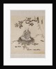 Lohan seated on a rock with a monkey running in front of him by Unknown