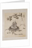 Lohan seated on a rock with a monkey running in front of him by Unknown
