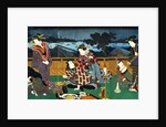 Ryogoku Yukei:Hitome Senkin, an Actor of The  Narikoma Acting House, Relaxing with Courtesans by Utagawa Kunisada