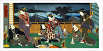 Ryogoku Yukei:Hitome Senkin, an Actor of The  Narikoma Acting House, Relaxing with Courtesans by Utagawa Kunisada