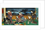 Ryogoku Yukei:Hitome Senkin, an Actor of The  Narikoma Acting House, Relaxing with Courtesans by Utagawa Kunisada