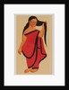 Courtesan in sari holding her long dark hair by Kali Charan Ghosh