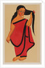 Courtesan in sari holding her long dark hair by Kali Charan Ghosh