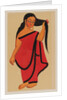 Courtesan in sari holding her long dark hair by Kali Charan Ghosh