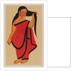 Courtesan in sari holding her long dark hair by Kali Charan Ghosh