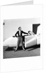 Model beside open door of Austin of England A90 Atlantic Sports saloon convertible by Elsbeth Juda