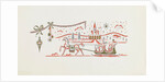 Christmas greeting card with horse and sleigh by Unknown