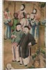 Panel of Chinese wallpaper depicting a theatrical performance, detail by unknown