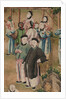 Panel of Chinese wallpaper depicting a theatrical performance, detail by unknown