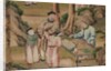 Panel of Chinese wallpaper depicting a theatrical performance, detail by unknown