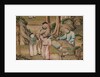 Panel of Chinese wallpaper depicting a theatrical performance, detail by unknown