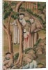 Panel of Chinese wallpaper depicting a theatrical performance, detail by unknown