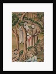 Panel of Chinese wallpaper depicting a theatrical performance, detail by unknown
