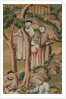 Panel of Chinese wallpaper depicting a theatrical performance, detail by unknown