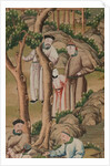 Panel of Chinese wallpaper depicting a theatrical performance, detail by unknown