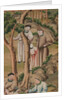Panel of Chinese wallpaper depicting a theatrical performance, detail by unknown