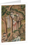 Panel of Chinese wallpaper depicting a theatrical performance, detail by unknown