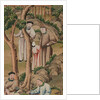 Panel of Chinese wallpaper depicting a theatrical performance, detail by unknown
