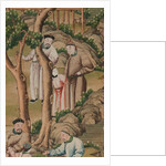 Panel of Chinese wallpaper depicting a theatrical performance, detail by unknown