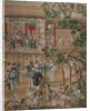 Panel of Chinese wallpaper depicting a theatrical performance by unknown