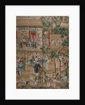 Panel of Chinese wallpaper depicting a theatrical performance by unknown