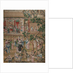 Panel of Chinese wallpaper depicting a theatrical performance by unknown