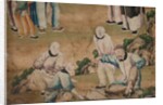 Panel of Chinese wallpaper depicting a theatrical performance, detail by unknown