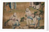 Panel of Chinese wallpaper depicting a theatrical performance, detail by unknown