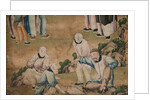 Panel of Chinese wallpaper depicting a theatrical performance, detail by unknown