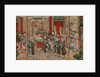 Panel of Chinese wallpaper depicting a theatrical performance, detail by unknown