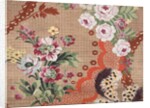 Draft for a woven silk with feathers, flowers, and lace meanders by Anonymous