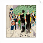 Fashion plate depicting a garden party by Anonymous