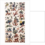 Bed hanging depicting fantastical creatures by Anonymous