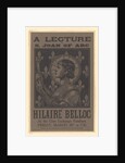 Poster advertising a lecture on Saint Joan on Arc by Hilaire Belloc