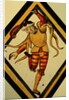 The Betley Window stained glass panel, detail of a court jester by Stuart Cox