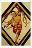 The Betley Window stained glass panel, detail of a court jester by Stuart Cox