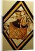 The Betley Window stained glass panel, detail of a man on a hobby horse by Stuart Cox