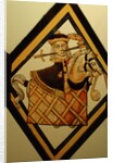 The Betley Window stained glass panel, detail of a man on a hobby horse by Stuart Cox