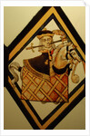 The Betley Window stained glass panel, detail of a man on a hobby horse by Stuart Cox