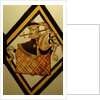 The Betley Window stained glass panel, detail of a man on a hobby horse by Stuart Cox