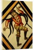 The Betley Window stained glass panel, detail of a court jester by Stuart Cox