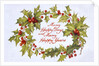 Christmas card depicting a holly wreath by Anonymous