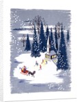 Christmas card depicting a snowscene by Anonymous