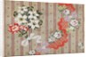 Draft for a woven silk with bows and flowers meander on stripes by Anonymous