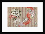 Draft for a woven silk with bows and flowers meander on stripes by Anonymous