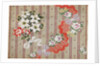 Draft for a woven silk with bows and flowers meander on stripes by Anonymous