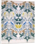 Wallpaper design with stylised flowers and wild animals decoration by Charles Francis Annesley Voysey